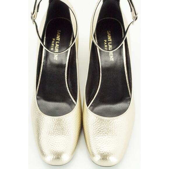 Saint Laurent Gold Leather Ankle Strap Pump NIB - Picture 8 of 10